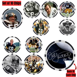 Jack Lambert SIGNED Poker Chip Set (10) - Top 100 NFL Football Player - Picture 1 of 2