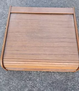 Vintage Teak Roll Top Cassette Tape Holder Teak Wood Thailand - Picture 1 of 12