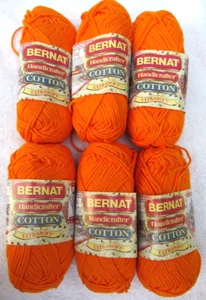 Lot of 6 Cakes- Bernat Ultra Soft Yarn - Pumpkin Color 10.6 Total oz Cotton - Picture 1 of 7