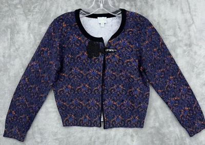 Suéter Tracy Reece Cárdigan Pequeño Abstracto Ligero Carrera Tejido Azul Preppy Foto 1 de 4