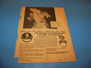 Elvis Presley Print Ad From Magazine "The Official Elvis Presley Ring" (undated) - Picture 1 of 2
