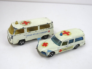 Majorette No. 206 & 244 Ambulance Emergency Vehicle Cars Die-cast Vintage 1:60