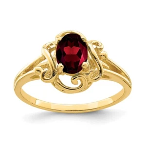 14k Yellow Gold 7x5mm Oval Garnet Ring Size 6 - Picture 1 of 3