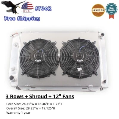 Radiador cubierta ventilador aluminio 3 filas Ford Foxbody Mustang GT LX 1987-93 5,0 L -Y3 Foto 1 de 4