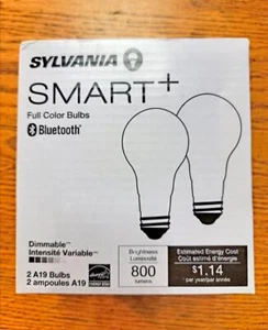 2pk Sylvania Smart+ LED Light Bulbs 800 Lumen 9.5W Full Color Bluetooth FAST C13 - Picture 1 of 1