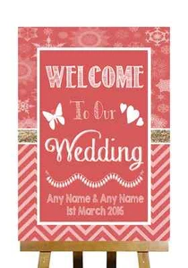 Red Winter Christmas Welcome To Our Wedding Personalised Wedding Sign - Picture 1 of 8