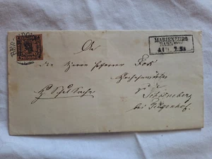 Fälschung : 4 Schilling Bergedorf Brief Marienburg Westpreussen 185... - Bild 1 von 6