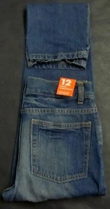 JOE FRESH BLUE SKINNY LEG JEANS NWT Sz 12 L28 ADJUSTABLE WAIST DISTRESSED - Picture 1 of 10