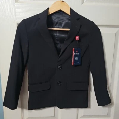 Chaps Black Formal 2-Button Blazer Boys Size 8 Stretch Wrinkle Resistant NWT $70 - Image 1 of 4