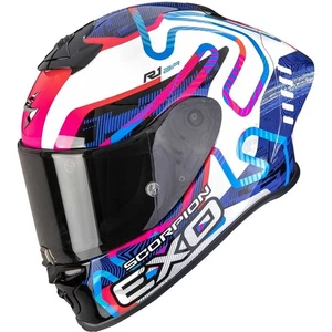 NEW CASCO MOTO E2206 SCORPION EXO R1 EVO II 2 AIR CORNERING BIANCO BLU ROSA TG M - Picture 1 of 1