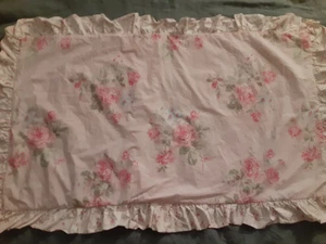 1 Simply Shabby Chic MISTY ROSE Pink Rose Roses Ruffle Pillow Sham ~ KING - Picture 1 of 11