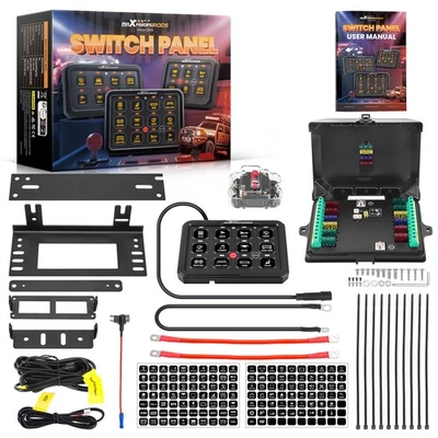 LED Switch Panel 12 Gang Touch For Off-Road Vehicle UTV ATV 960W Blue Backlight - Image 1 of 4