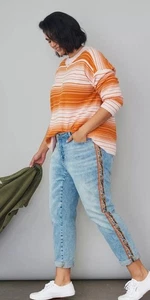 120 $ Anthropologie Pilcro Damenjeans 42 blau Denim Boyfriend Seitenstreifen Camouflage - Bild 1 von 14