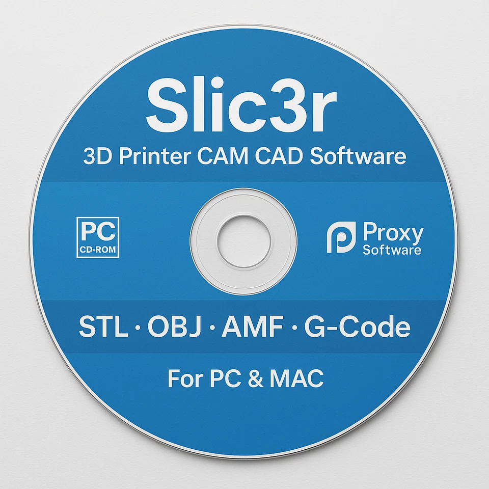 Slic3r 3D Printer Software CAM CAD Design G-Code STL OBJ AMF PC & MAC DVD - Image 1 of 1