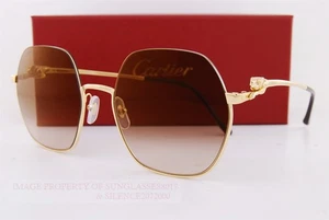 Closeout New Authentic Cartier Sunglasses CT 0267/S-002 Gold/Gradient Brown - Picture 1 of 7