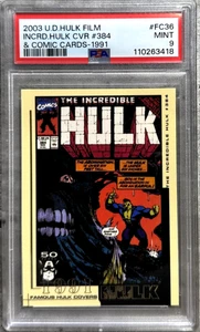 2003 U.D. Hulk Film The Incredible Hulk CVR #384 & Comic Cards 1991 #FC36 PSA 9 - Picture 1 of 4