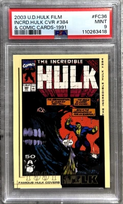 2003 U.D. Hulk Film The Incredible Hulk CVR #384 & Comic Cards 1991 #FC36 PSA 9 - Image 1 of 4