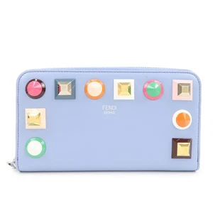 Fendi Plexiglas Nieten rund Reißverschluss lange Geldbörse hellblau 8M0299 authentisch gebraucht kostenloser Versand - Bild 1 von 21