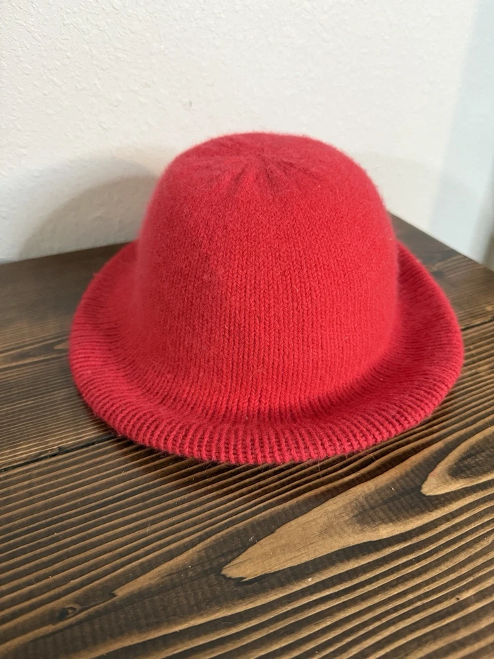 Sombrero cubo rojo vintage Liz Claiborne para mujer tejido pelo de conejo mezcla de lana Foto 1 de 4