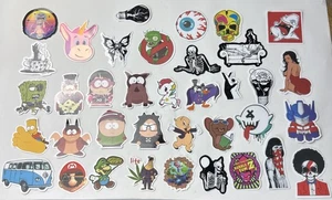 Lot Of (37) pc Fun Collection Stickers South Park Simpsons Mario VW Etc Stickers - Picture 1 of 4