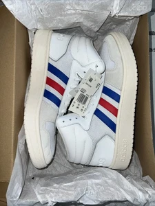 NEW IN BOX Adidas HOOPS 2.0 Mid Basketball Sneakers Size 10 White Royal Scarlet - Picture 1 of 15