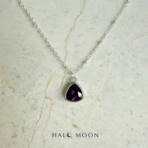 Sterling Silver Plated Purple Gemstone crystal Necklace, Jewellery Gift for her - Picture 1 of 6