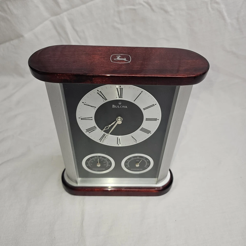 John Deere Bulova Belvedere Ejecutivo Escritorio Abrigo Reloj Estación Meteorológica B7590 Foto 1 de 4