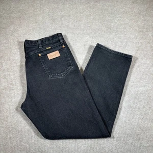 Vintage Wrangler Jeans Mens 33x30 Cowboy Cut Relaxed Fit Black Denim Made In USA - Picture 1 of 17