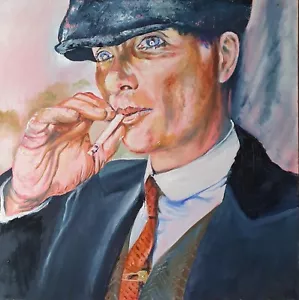 Cillian Murphy Original Oil Painting of Thomas Shelby Peaky Blinders 24"x24" - Picture 1 of 3