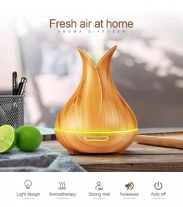 Wood Grain Ultrasonic Aromatherapy Essential Oil Diffuser Quiet Humidifier 400ml - Picture 1 of 7