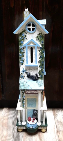 Kathy Hatch Decorative Hand Painted Cat Theme Butterfly House Cover