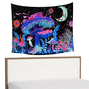 Mandala Trippy Mushroom Moon Tapestry Bohemian Wall Hanging Bedroom Art Decor - Picture 1 of 12