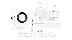 x1 O-RING GOMMINO GUARNIZIONE PER RACCORDI IN-OUT PER 0445010080 1.3 MULTIJET - Foto 1 di 3