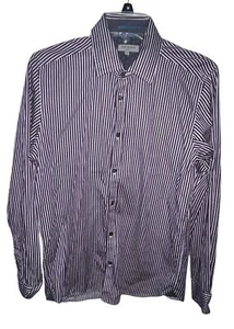 Ted Baker London Oberhemd Herren 3 US Gr. M Knopfleiste Lila Gestreift Freizeit - Bild 1 von 7
