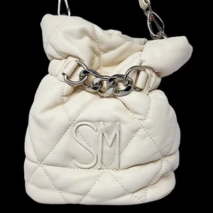 Steve Madden Quilted Vanilla Crossbody bucket Bag Removable Strap retail $88 - Picture 1 of 11