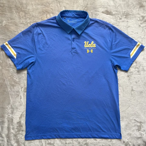 UCLA Bruins Polo Shirt Adult Extra Large Blue Yellow Football Under Armour Mens Cover