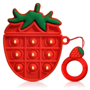 Apple Airpods 1/2 Case Pop Bubble Sensory Fidget with Keychain, Strawberry NEW - Picture 1 of 4