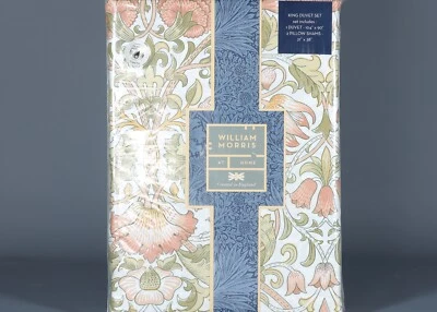 Juego de edredón WILLIAM MORRIS AT HOME LODDEN CORAL 200 TC 100 % algodón percal KING Foto 1 de 2
