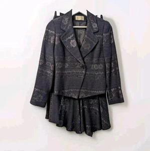 Minuet Blue Floral Short Jacket & Skirt Suit Size 8 .  - Picture 1 of 23