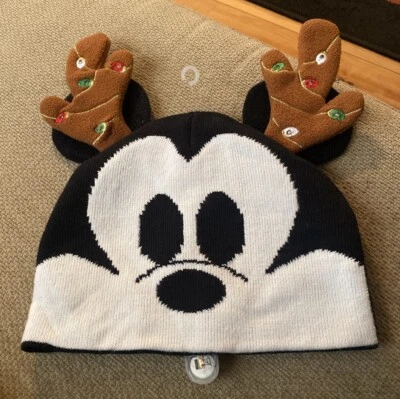 Mickey Mouse Cuerno de Reno Iluminado Navidad Gorro Disney Vacaciones Talla Única Foto 1 de 3
