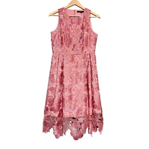 White House Black Market Dress Women 6 Gelato Peach Pink Tonal Lace Fit Flare - Bild 1 von 8