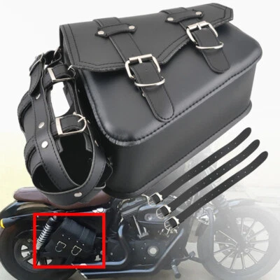 Bolsa de sillín lateral derecho izquierdo para motocicleta bolsa de herramientas negra para Harley Sportster Dyna Foto 1 de 4