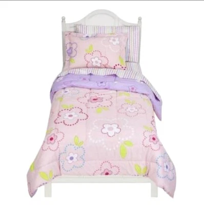 TWIN - Circo - Pink & Lavender Flower Dots 5-Pc Sheet, Sham & COMFORTER Set - Image 1 of 4