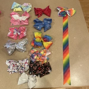 Lot Of 11 Jojo Siwa Authentic Bowlicious Hair Bows Large & Jojo Storage Hanger - Picture 1 of 8
