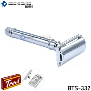 Traditional Safety Razor Double Edge Hair Removal Shaver + Blades BTS-332 - Picture 1 of 3