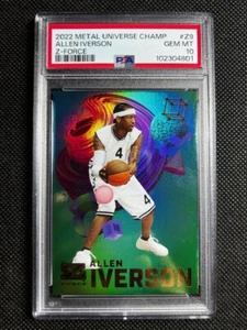 2022 METAL UNIVERSE ALLEN IVERSON Z-FORCE INSERT HOLO FOIL 76ERS #Z9 - PSA 10 - Picture 1 of 2