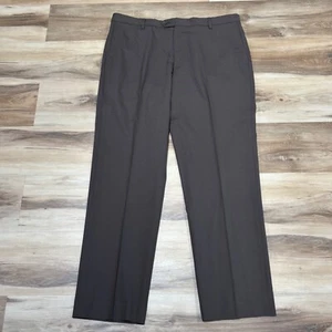 Lands End Pants Mens 36 x 32 Brown Wool Trousers Flat Front Tailored fit - Picture 1 of 7