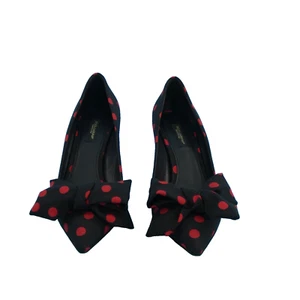Dolce and Gabbana Heels Bow Black Red Polka Dot Retro 50s 60s Pumps 37.5 UK4.5 - Picture 1 of 12