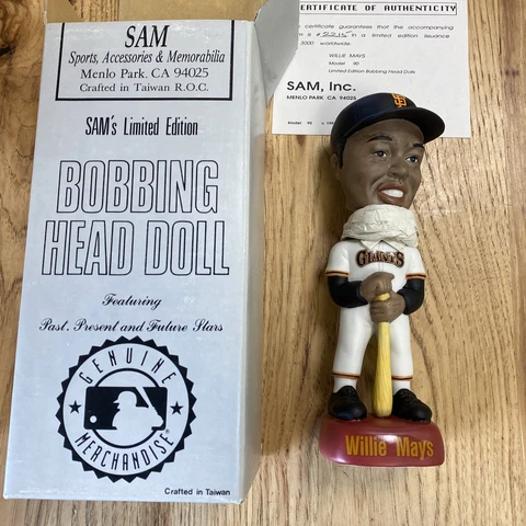 WILLIE MAYS  Model 90 SAM BOBBLE HEAD ORIGINAL BOX AND CERT Cover
