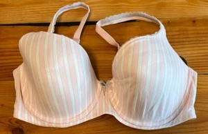 Victoria Secret BH 32C Body rosa grau weiß gestreift von gefüttert Demi Bügel - Bild 1 von 4